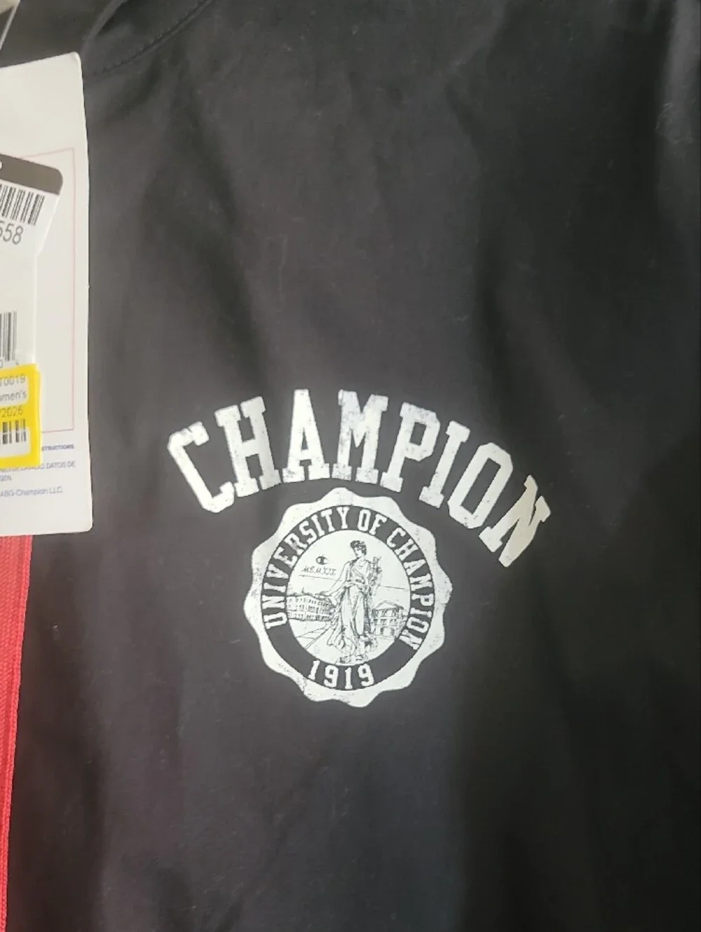 Champion Men's Black Track Jacket with Red & White Stripe